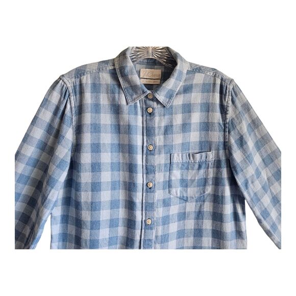 J. CREW Women's 8 Shirt Blue Buffalo Check Button Up, Long Sleeve Bust 40" - Picture 2 of 9